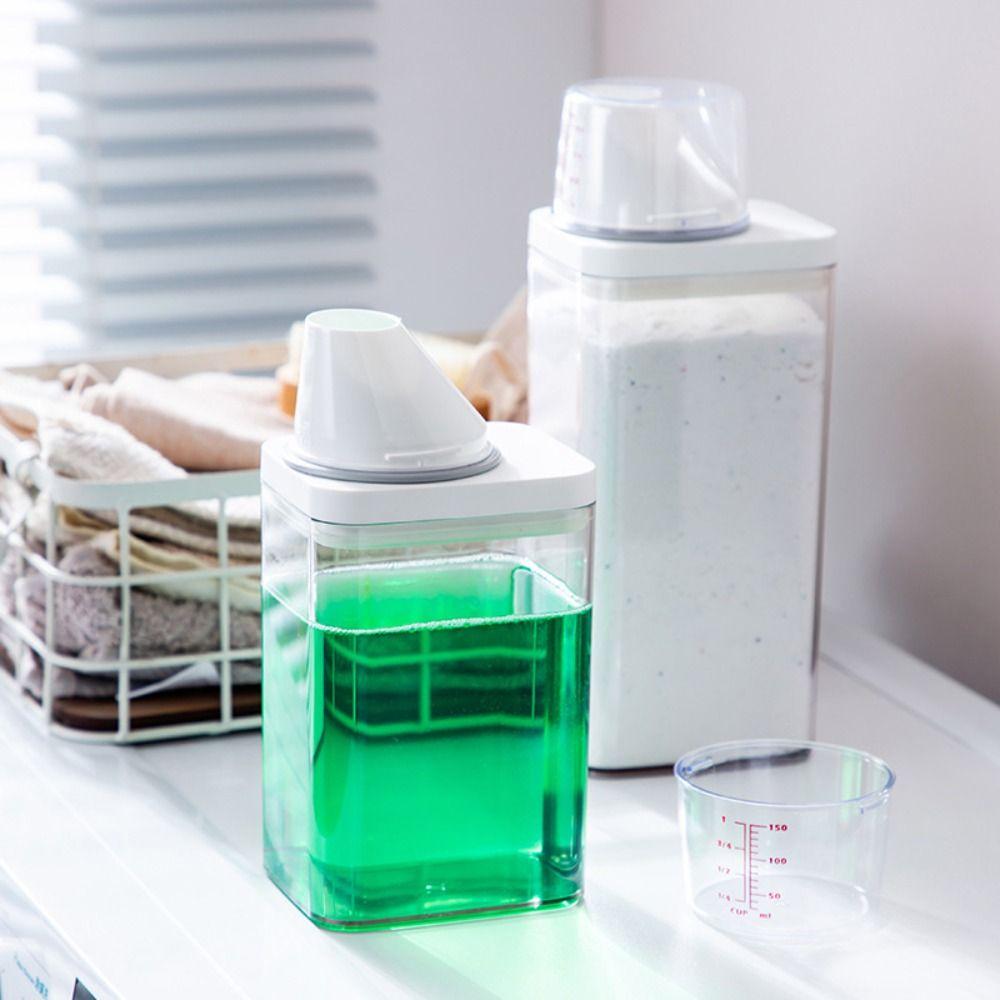 Sealed Laundry Powder Storage Box with Measuring Cup Detergent Powder Tank
