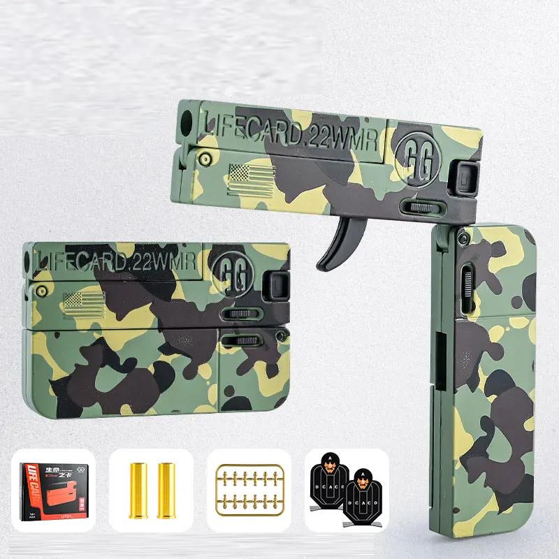 New Upgraded Lifecard Metal Folding Gun Toy For Kids Adult, Pistol Toys Gun With Soft Bullets Alloy Shooting Model For Adults