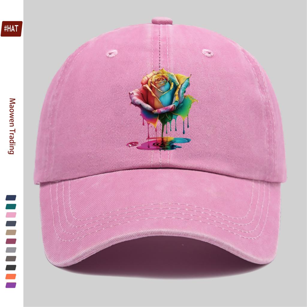 pc pcs Unisex Vintage Washed Trucker Hat with Floral Ink Splatter Print Adjustable Buckle Strap Lightweight Baseball Cap S