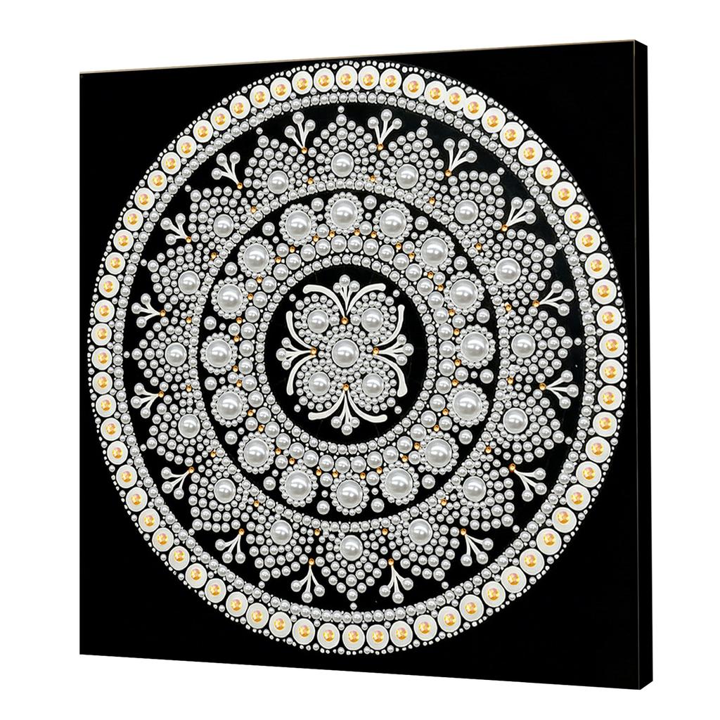 DIY Mandala Perlenpunktmalerei für Erwachsene/Anfänger Geschenk Heimdeko Perlen Edelstein Malereien Bild Kunsthandwerk 25x25cm Mit Rahmen