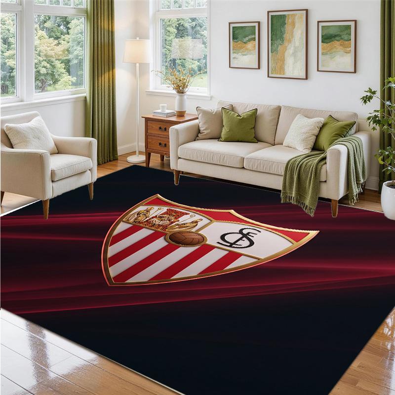 Sevilla FC Design Crystal Velvet Rug Soft Decorative Mat for Bedroom Entrance