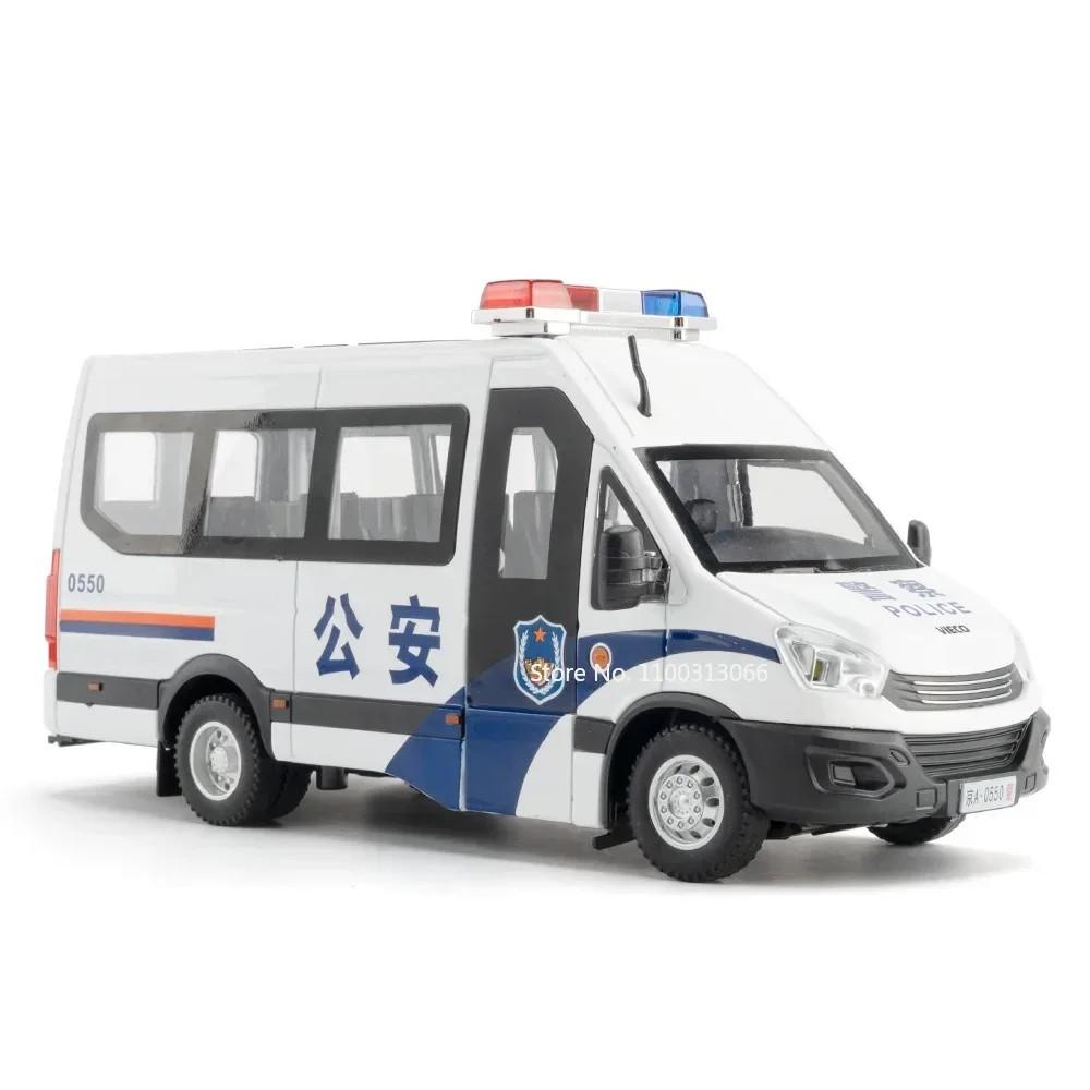 1:24 Alloy Diecast YiWeiKe QiaoZhiBaDun Police Cars Models Toy Light Sound Vehicles Rubber Tires Car Toy for Kids Festival Gifts