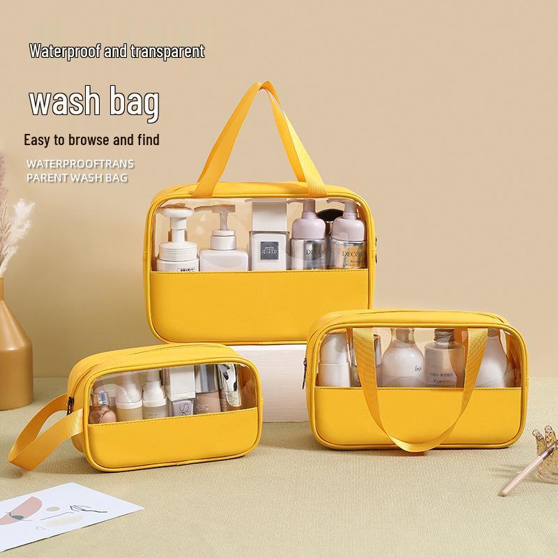 PU Patchwork Hochwertige Kosmetiktasche - Tragbare Große Kapazität Nass/Trocken Trennung Toilettenartikel Tasche für Baden & Schwimmen