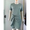 Jarní a letní dámské šaty Nové jednobarevné Pletené šaty s kulatým výstřihem a krátkým rukávem
