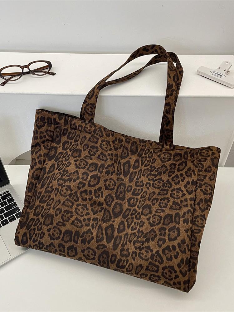 Korean Retro Suede Leopard Print Shoulder Bag - Large Capacity, Versatile Underarm Bag for Women, Perfect for Autumn/Winter.