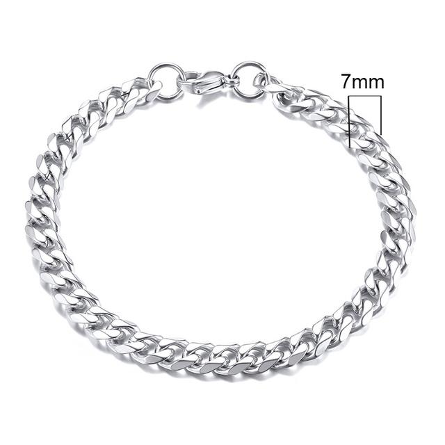Vnox Mens Simple 3 -11mm Stainless Steel Curb Cuban Link Chain Bracelets For Women Unisex Wrist Jewelry Gifts