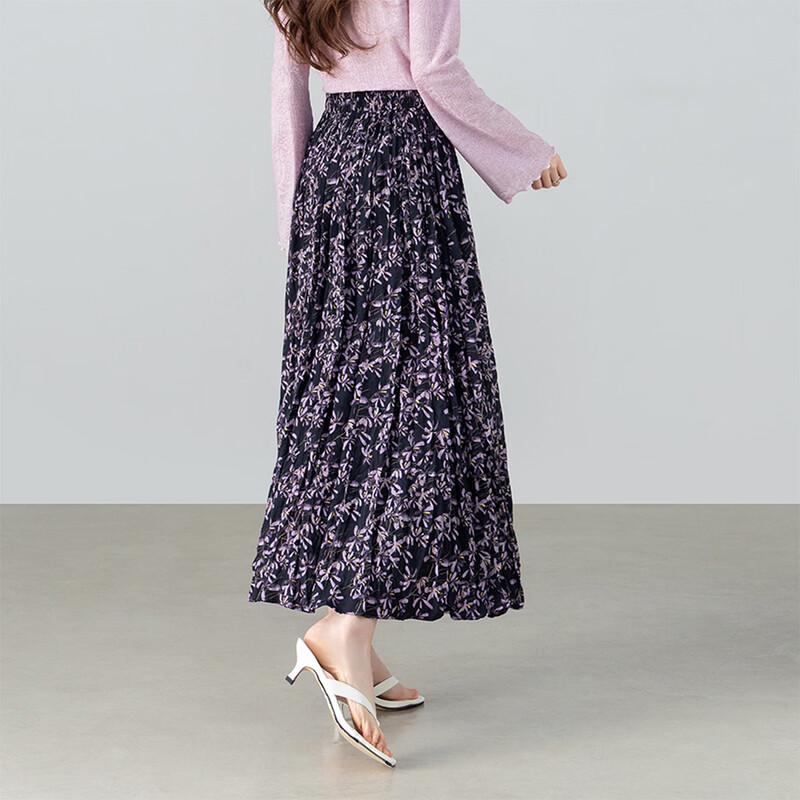 Elegant Floral High-Waist A-Line Mid-Length Skirt