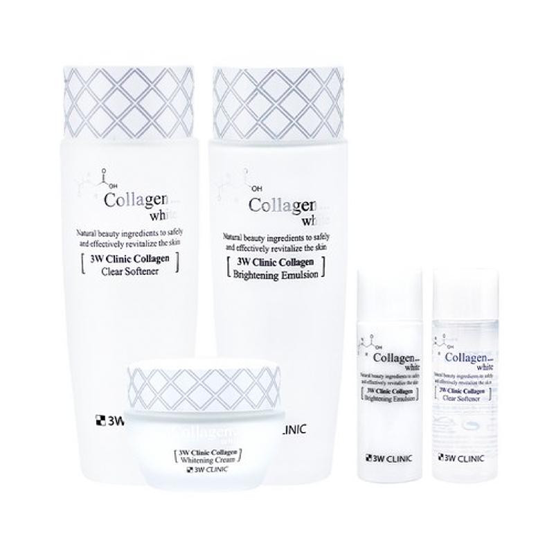 

3W Clinic Collagen White Skincare 3-Piece Set (Softener 150ml + Emulsion 150ml + Cream 60g + Softener 30ml + Emulsion 30ml)