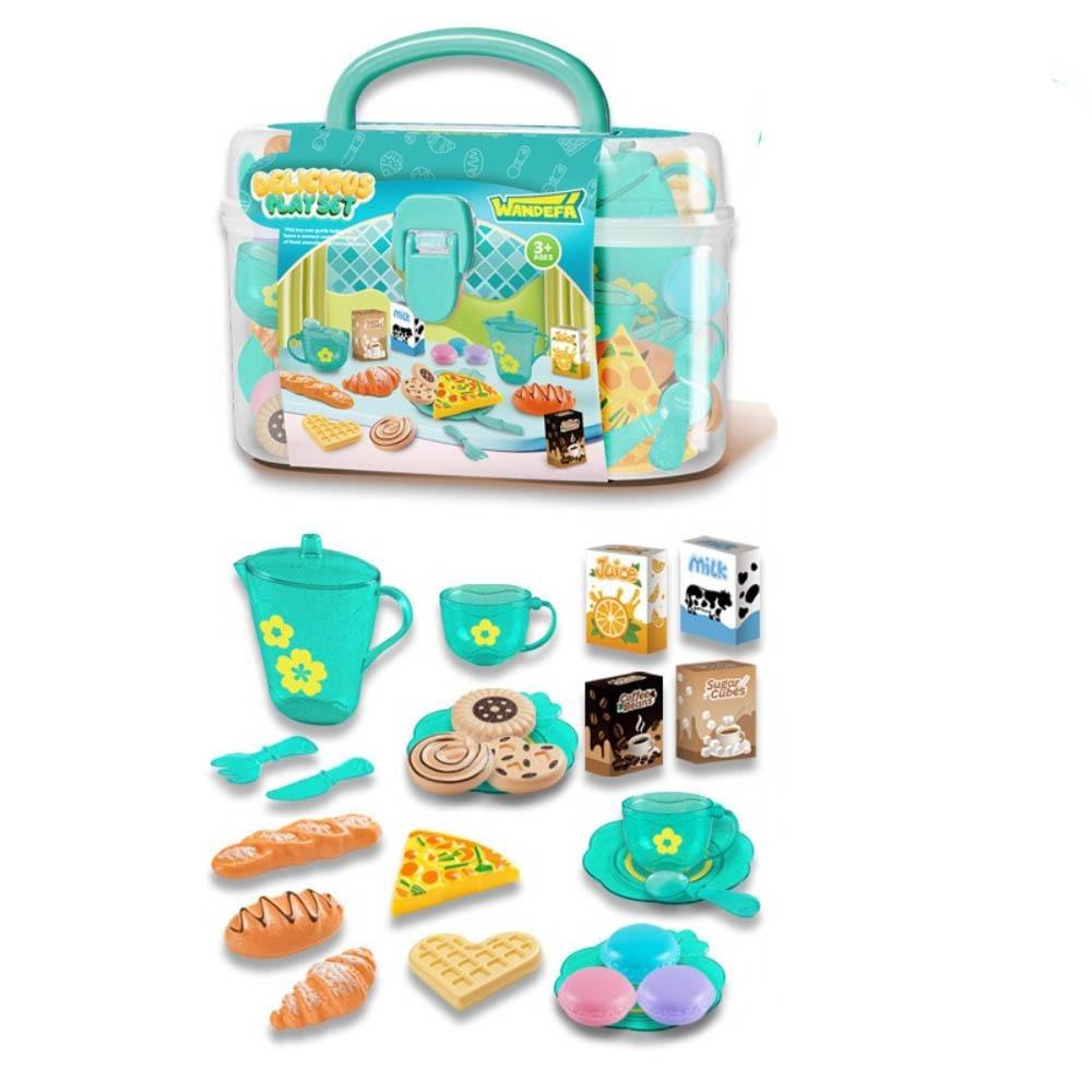 

Tea Time Playset Simulated Kitchen Playset Afternoon Tea Toy Set Cookware Accessories зелёный
