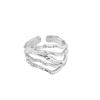 Contemporary Irregular Textured S925 Silver Ring For Women In Trendy Style Geometric