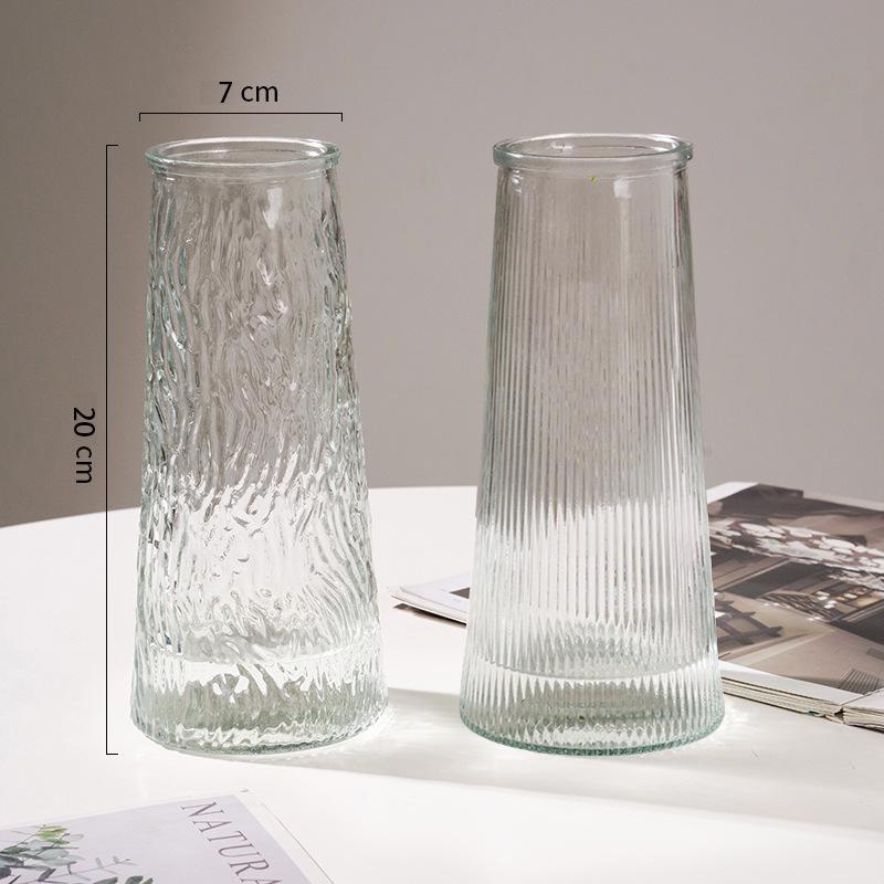 Nordic Cone-Shaped Transparent Glass Vase for Lucky Bamboo and Flowers