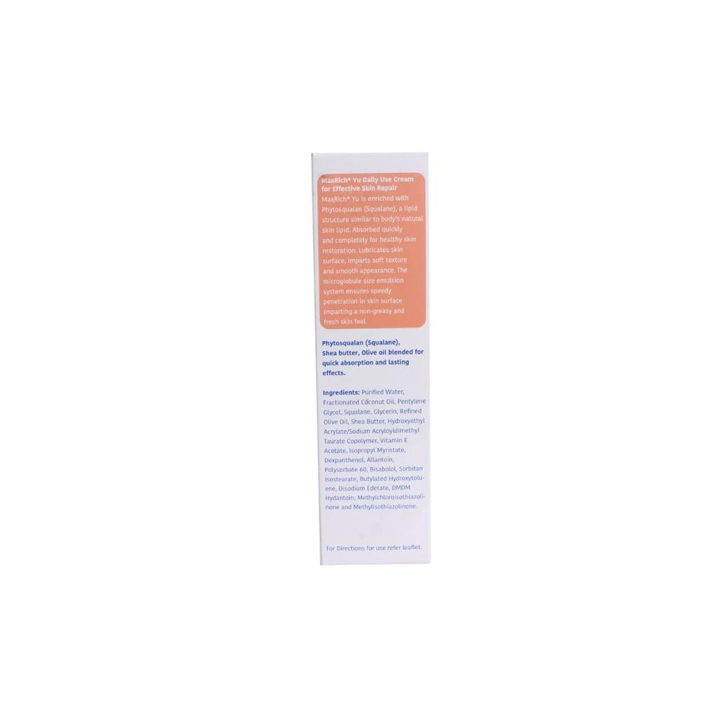 Maxrich Yu Daily Use Moisturizing Cream For Soft Hydrated Skin | Vitamin E Enriched Face & Body Cream | 100 g Tube For All Skin Types