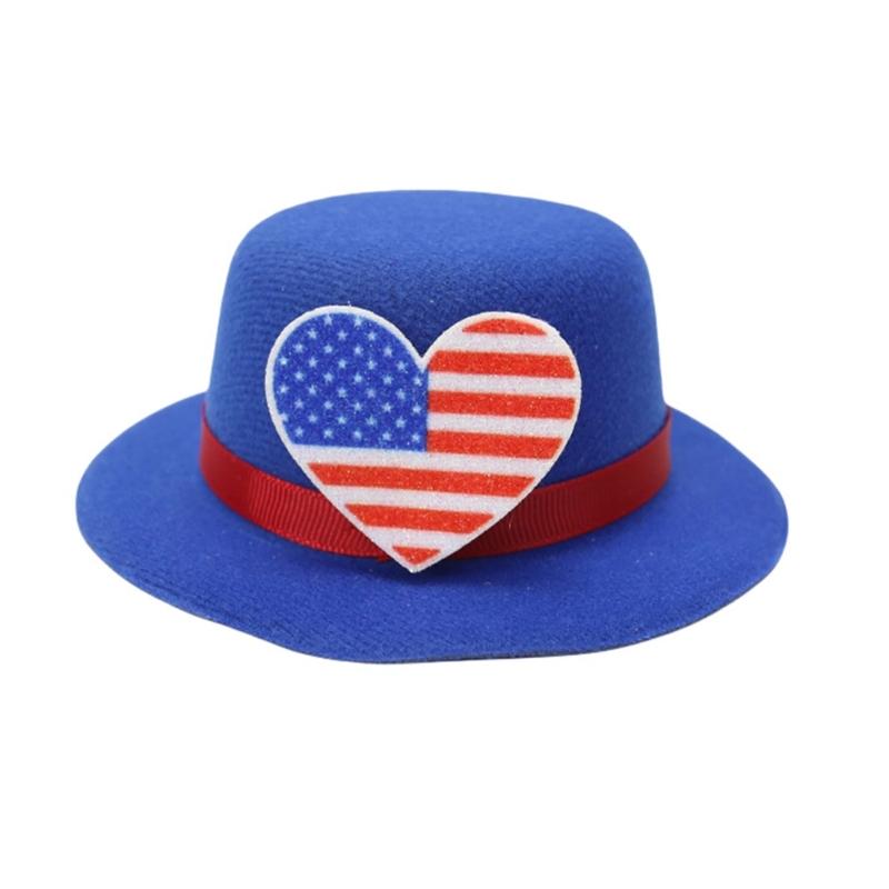 Carnivals Hat with Hair Clip for Independence Day Festival Small Top Hat Patriotic Holiday Party Hat for All Age and Pet