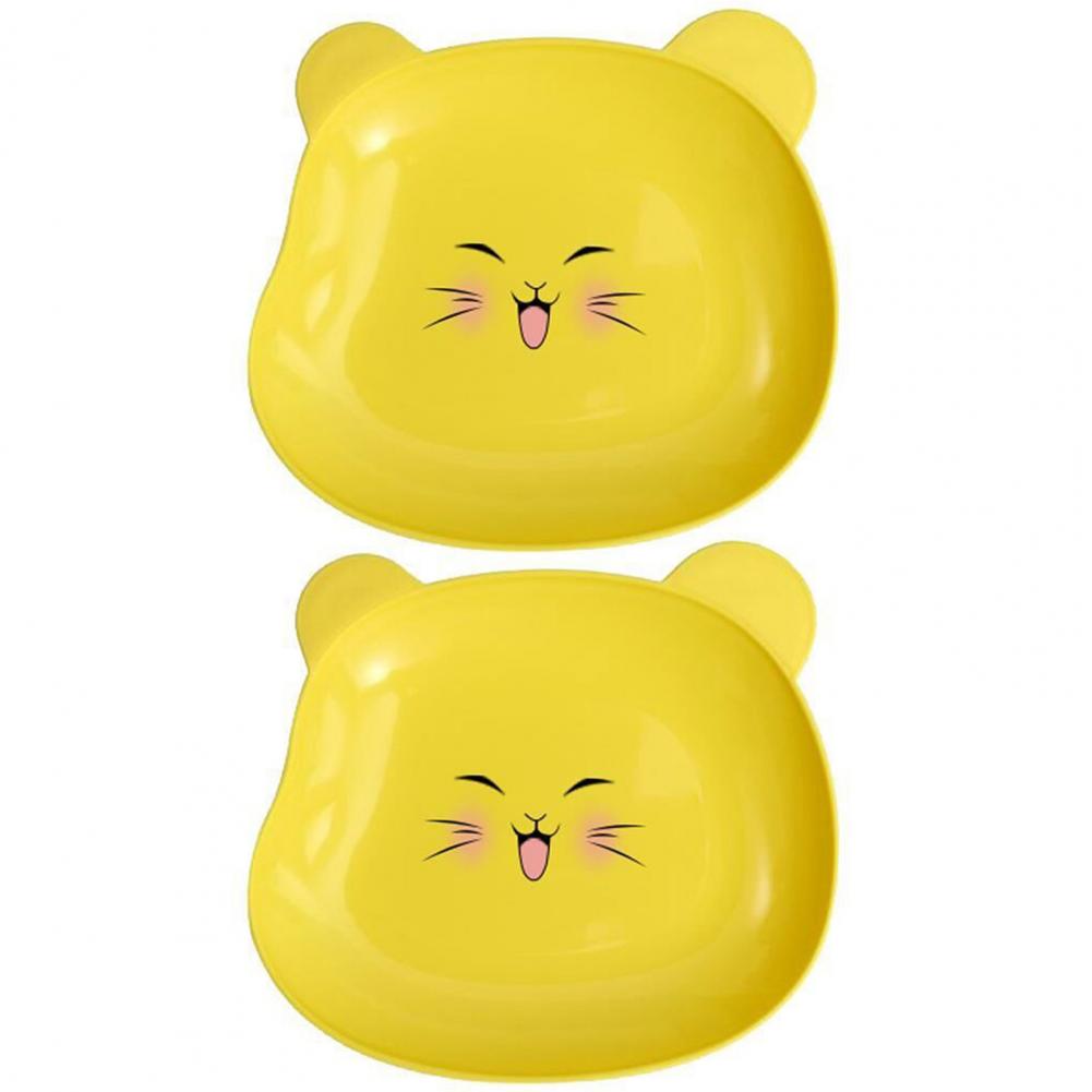 Sauce Dish Plates Dinnerware 2Pcs Snack Plate Easy To Clean Plastic Cartoon Bear Shape Kitchen Gadget