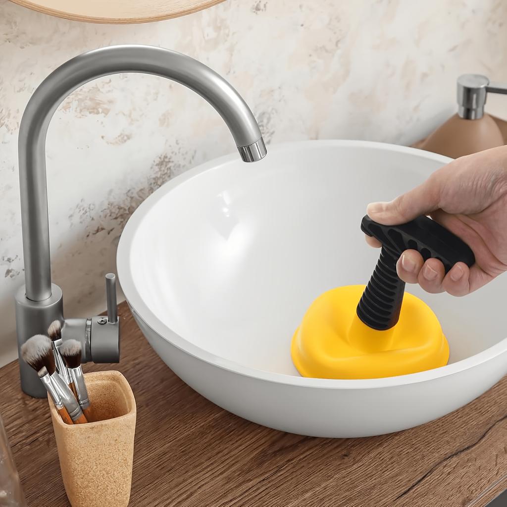 Heavy-Duty Manual Plunger with Thickened Suction Cup,Quick Drainage, Hand-Powered Unclog Tool for Sink & Toilet, Compact Design