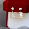 Natural Freshwater Pearl Stud Earrings 925 Silver Needle White Butterfly Shell Gourd Earrings Ear Clips Mosquito Coil Disc Elegant Temperament