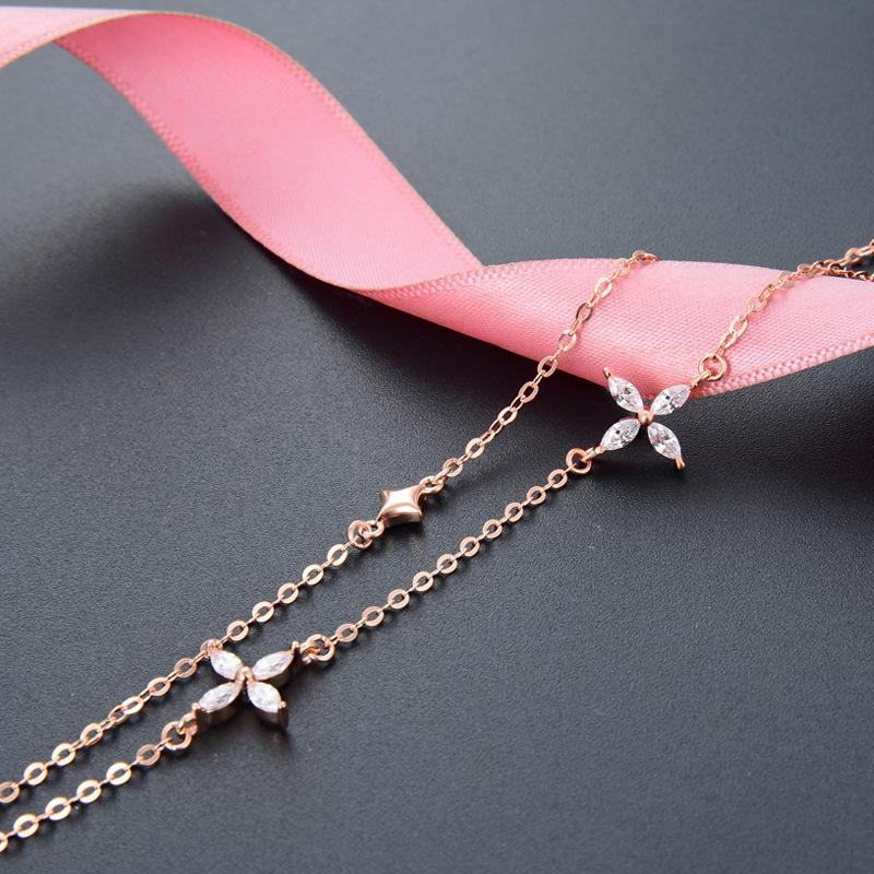 Lindon Kvinner Zirkon 925 Sterling Sølv Smykker Geometrisk Perlekjede Link Armbånd Mote Fin bryllupsgave til kjæresten