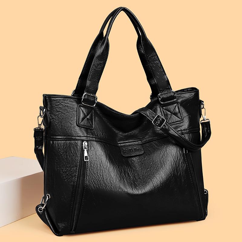 Soft Leather Handbag Women's Shoulder Crossbody Bag Large Capacity Tote Bag Mother's Bag