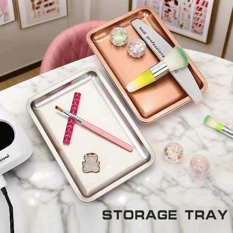 Stainless Steel Cosmetic Storage Tray Jewelry Tray Plate Doctor Surgical Tray Desktop Storage Tool Metal Fack Nail Art Tray