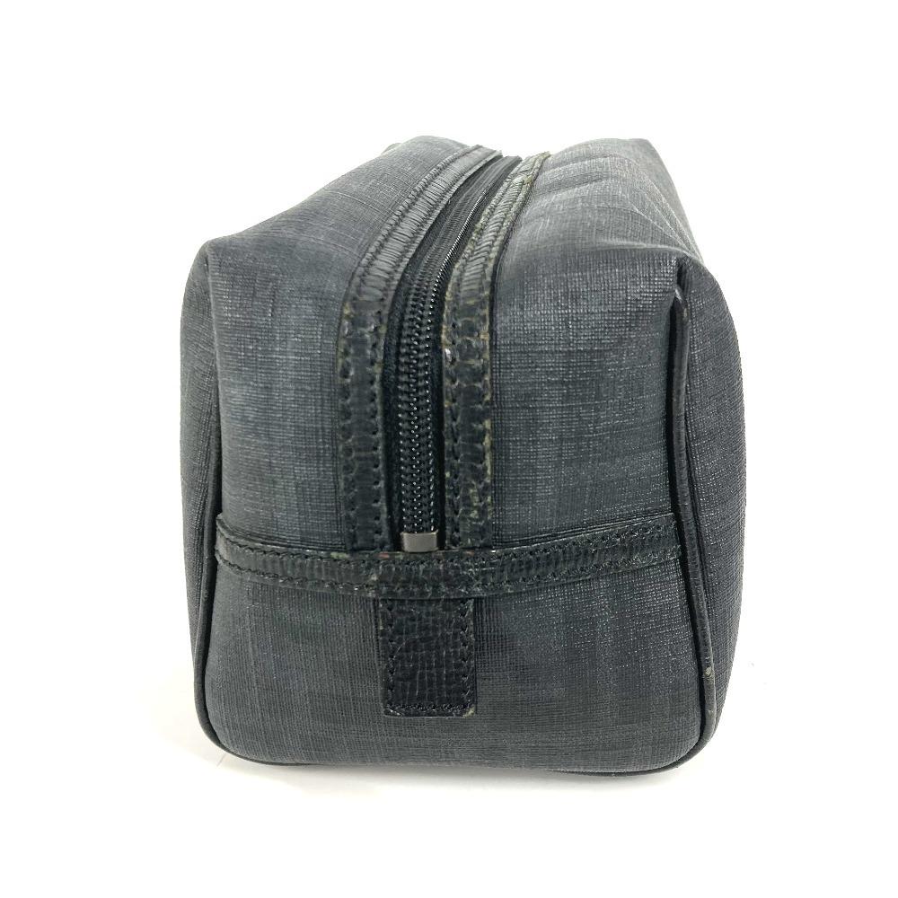 FENDI Zucca logo bag pouch Cluch Bag  PVC Black