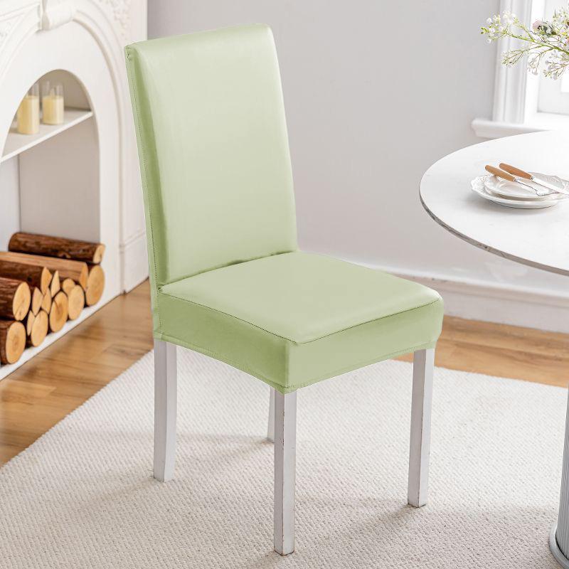 Waterproof PU Leather Dining Chair Covers Stretchable Oil Resistant Slipcover for Kitchen Chairs Durable Easy Clean Protector