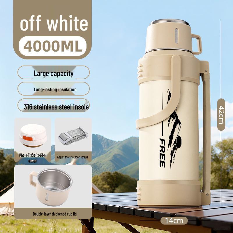 Large Capacity 316 Stainless Steel Insulated Thermos Flask with Portable Design for Outdoor and Travel Use