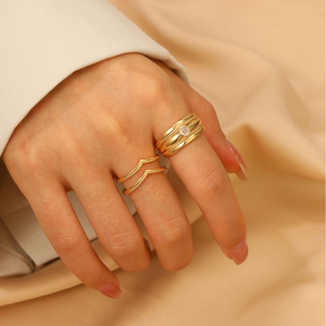 

Geometric Minimalist Diamond Inlaid Open Ring for Women
