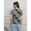 Women's Summer Round Neck Short Sleeved T-shirt Paired with 3D Floral Print Casual Top Breathable and Machine Washable Suitable for Outdoor Daily Wear