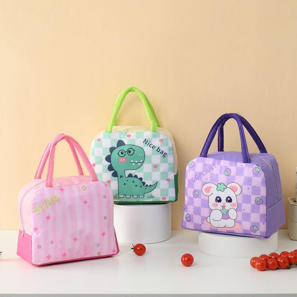Cartoon Insulated Lunch Bag Aluminum Foil Portable Lunch Box Practical Picnic Insulated Bag  Picnic