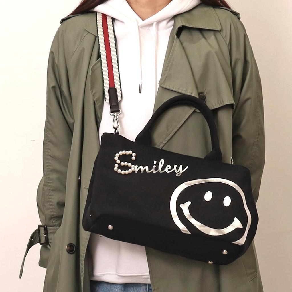 Cuco SMILEY Logo Pearl x Foil Print 2-Way Tote Bag 2553111704 Black (210)