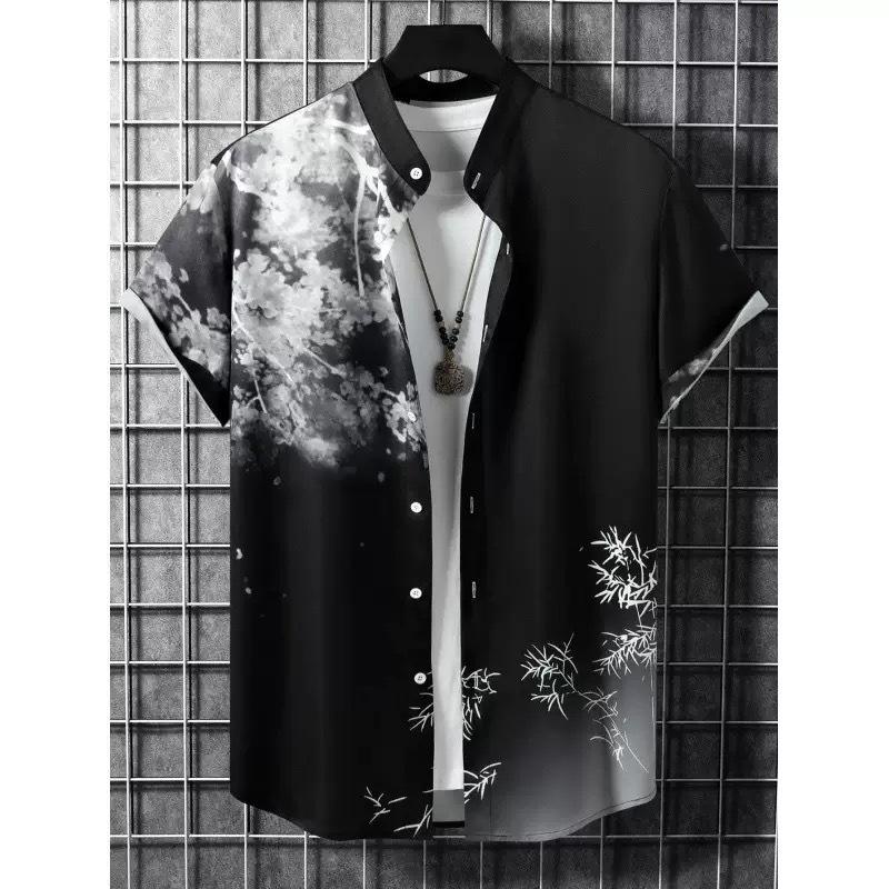Spring and summer new fashion men's clothing men's short-sleeved shirt top cardigan source factory quick-drying short sleeves