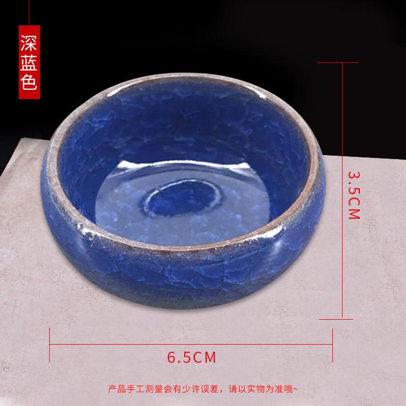 

Cracked-Glaze Ceramic Ink Dish - Multifunctional Brush Washer, Water Bowl, Mini Inkstone for Calligraphy Supplies (Small) 1pc темно-синього кольору