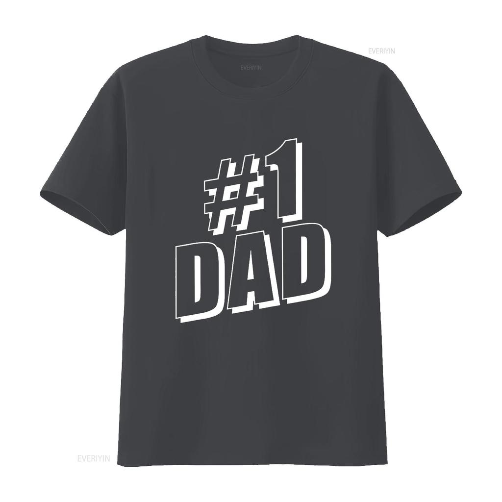 1 Dad Number One Father S Day T Shirt Vintage Washed Streetwear Designer Clothes Soft Unisex Comfortable Top For Everyday Wear