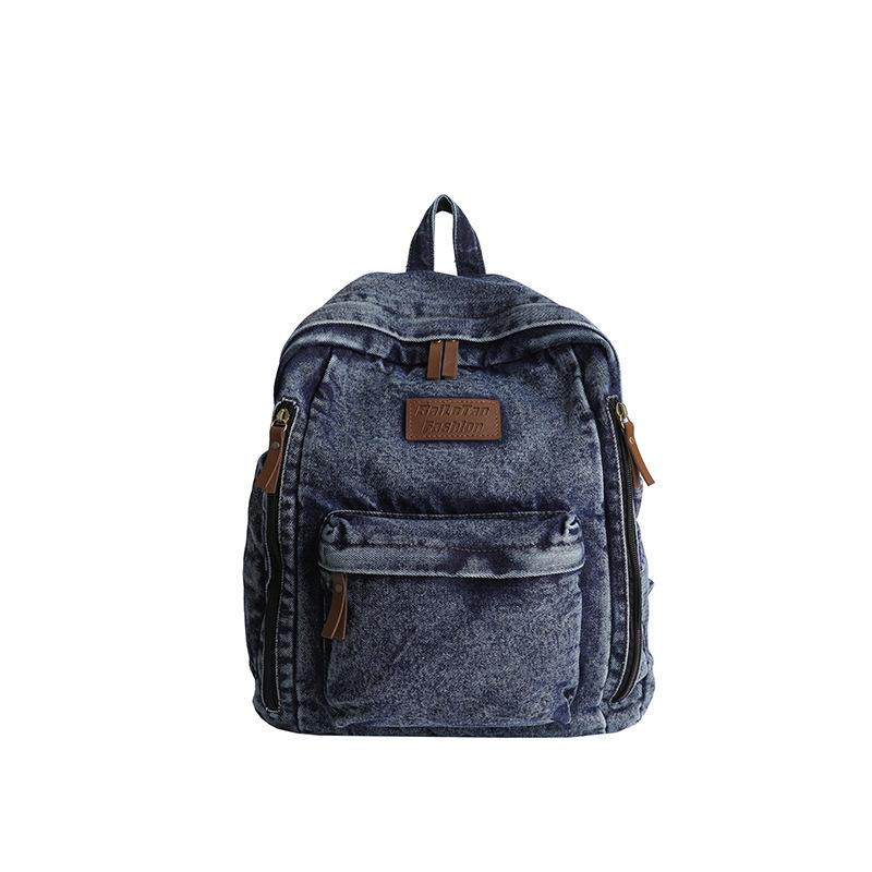 Denim Backpack, Women's Backpack, Fashionable Schoolbag, Harajuku Style Student Travel Handbag