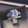 Slightly Inlaid Diamond Zircon Ring, European and American Luxury Engagement Couple Ring for Women