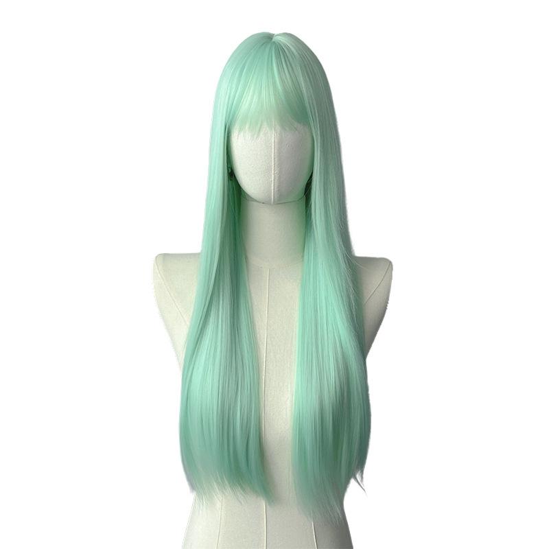Mint Green Straight Bang Long Straight Synthetic Wig Fashion High Quality Chemical Fiber Wig Headgear Women's Wig