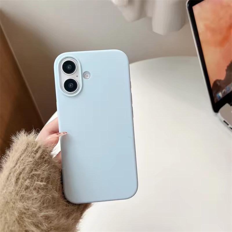 

Роскошный чехол из жидкого силикона для iPhone17 16 15 14 13 12 11Pro Max Plus XS XR Mini 7/8 SE 16E чехлы для телефона для iPhone Полная защита iPhone 16 Plus синий