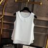 Women's Peter Pan Collar Double-Layer Chiffon Sleeveless Blouse
