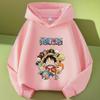 Felpa con cappuccio Luffy a pezzo unico per primavera e autunno, abbigliamento per bambini, motivo anime cartoon, felpa in pile, trendy Y2k, regalo per bambini, top per bambini