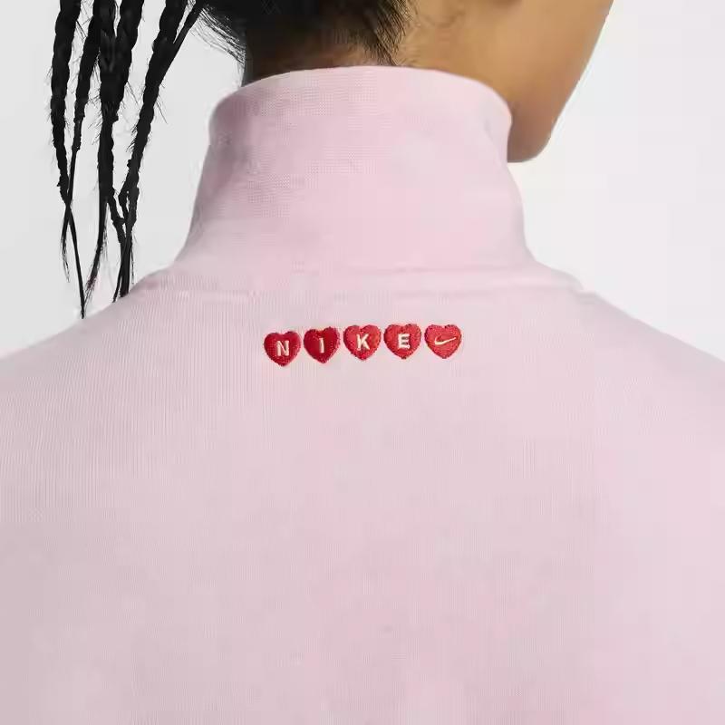 Nike Sportswear Phoenix Fleece Comfortable Sports Short Half-Zip Long Sleeve Sweatshirt Women sweatshirt Foam-Pink HV8731663