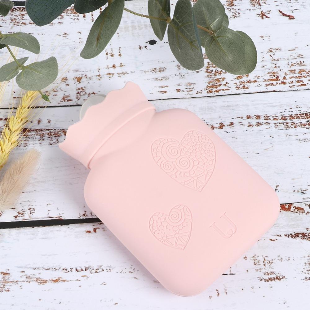 Soft Silicone Hot Water Bottle Knitted Mini Hand Warmer Fillable Leakproof Uterus Warmer Outdoor Use