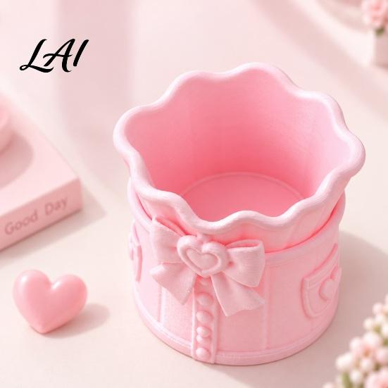 Cosmetic Tool Makeup Brush Pink Bow Storage Box Holder, 3D Printed Desk Organizer, Pen