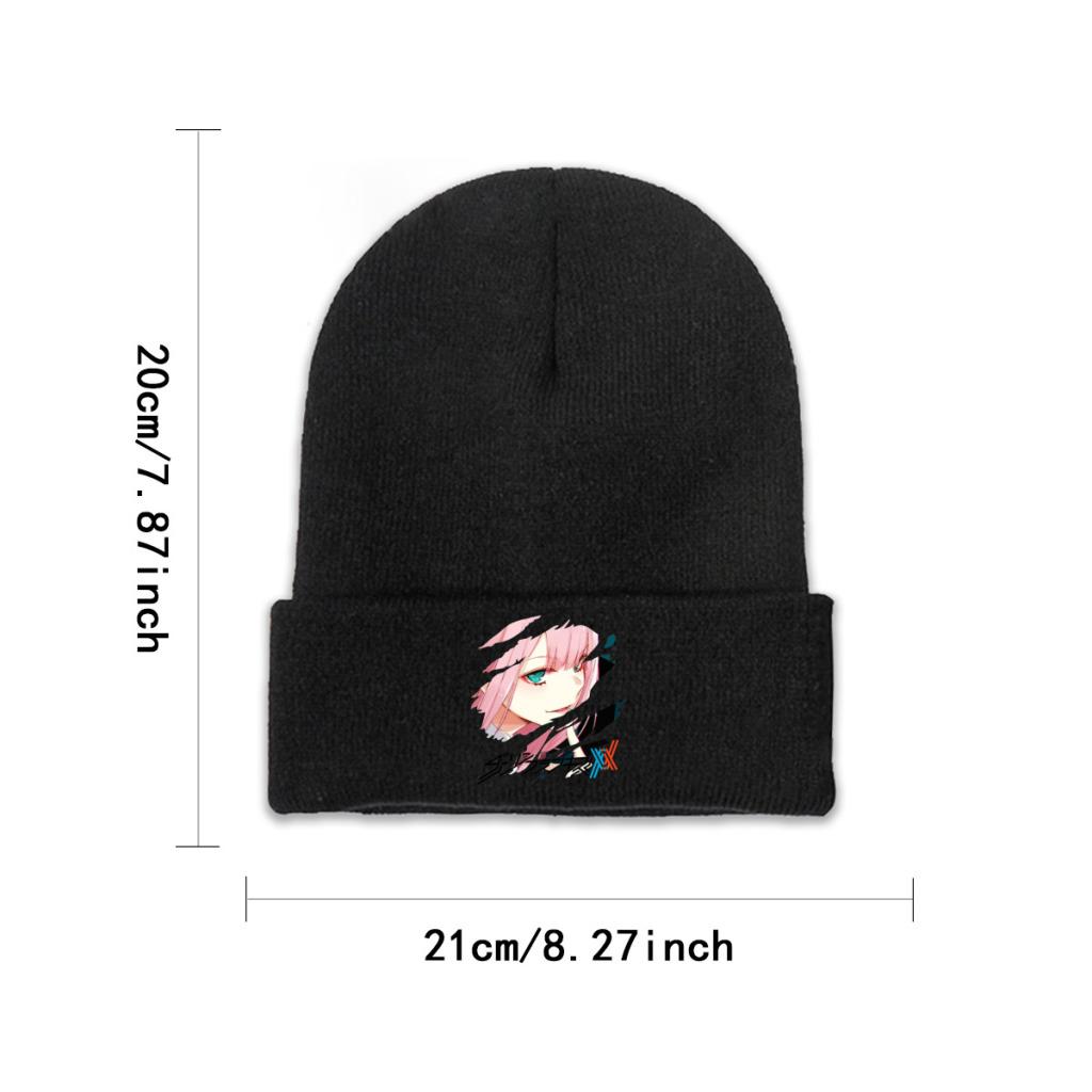 Darling in The Franxx Zero Two Movie Strickmützen Damen Unisex Beanies Wintermützen Hip Hop Cap
