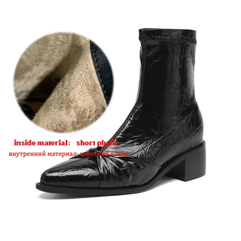 Krazing Po Microfiber Winter Pointed Toe Size 33 Western Boots Size 43 Butterfly-knot Med Heels Ankle Boots