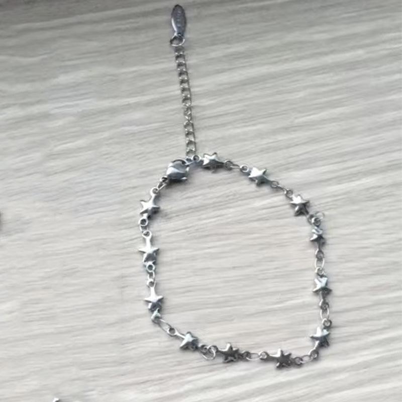 Cute Stainless Steel Bracelet Link Star Chain for Women Hand Chain Wristband Silver and Gold Color Anklet Metal Jewelry Gift