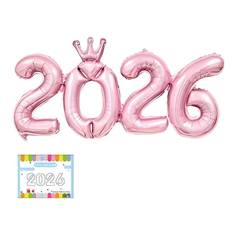 2026 Crown Number Foil Balloons for New Year Eve Party Decoration Supplies Navidad Christmas 2025 Photo Props Gifts
