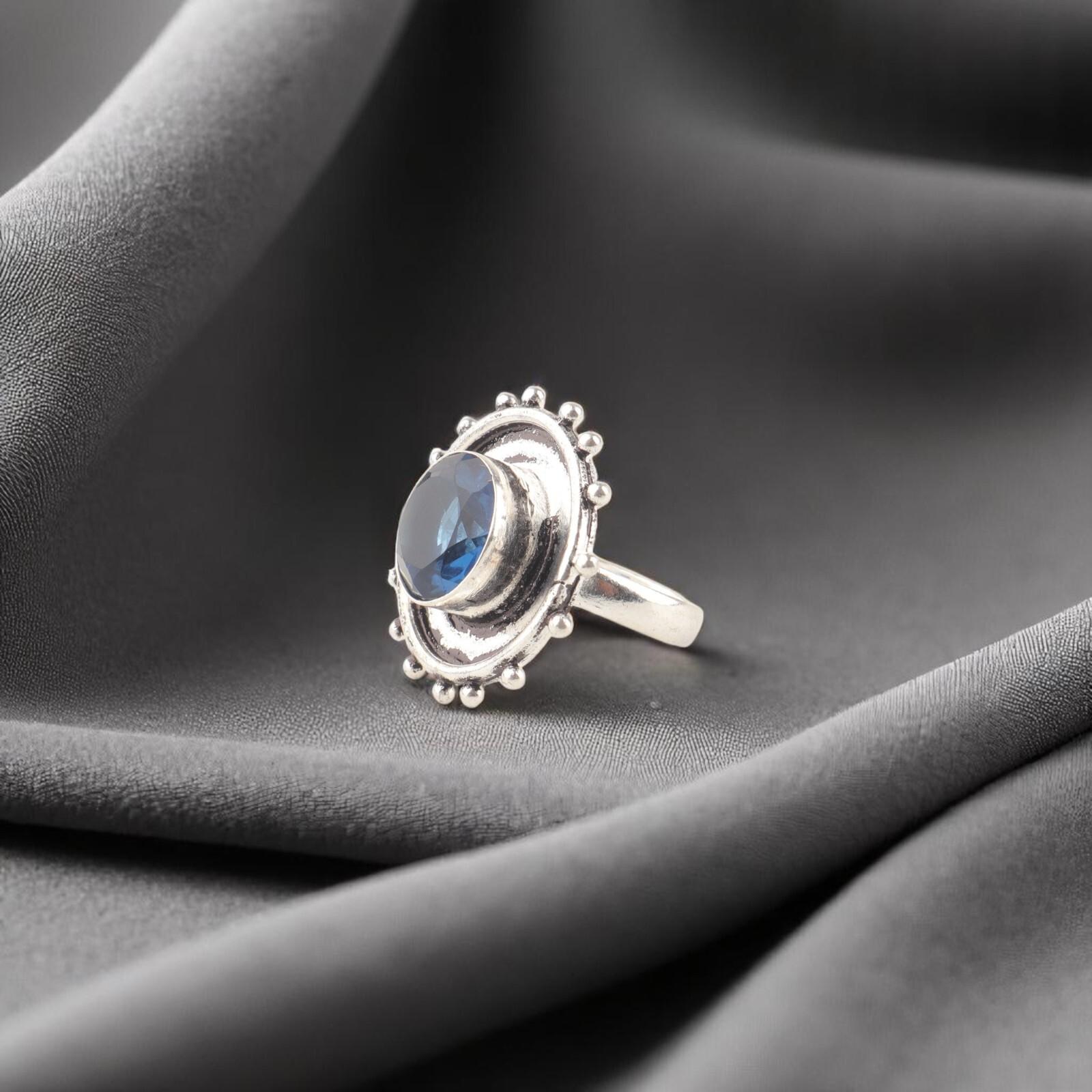 

Лондонский голубой топаз драгоценный камень 925 стерлинговое серебро ювелирные изделия ручной работы кольцо-заявление RR-49-14 13