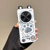 KEYSION Cute Ear Cartoon Case for Redmi 14C with Lanyard Soft Silicone+PC Shockproof Phone Back Cover for Xiaomi POCO C75