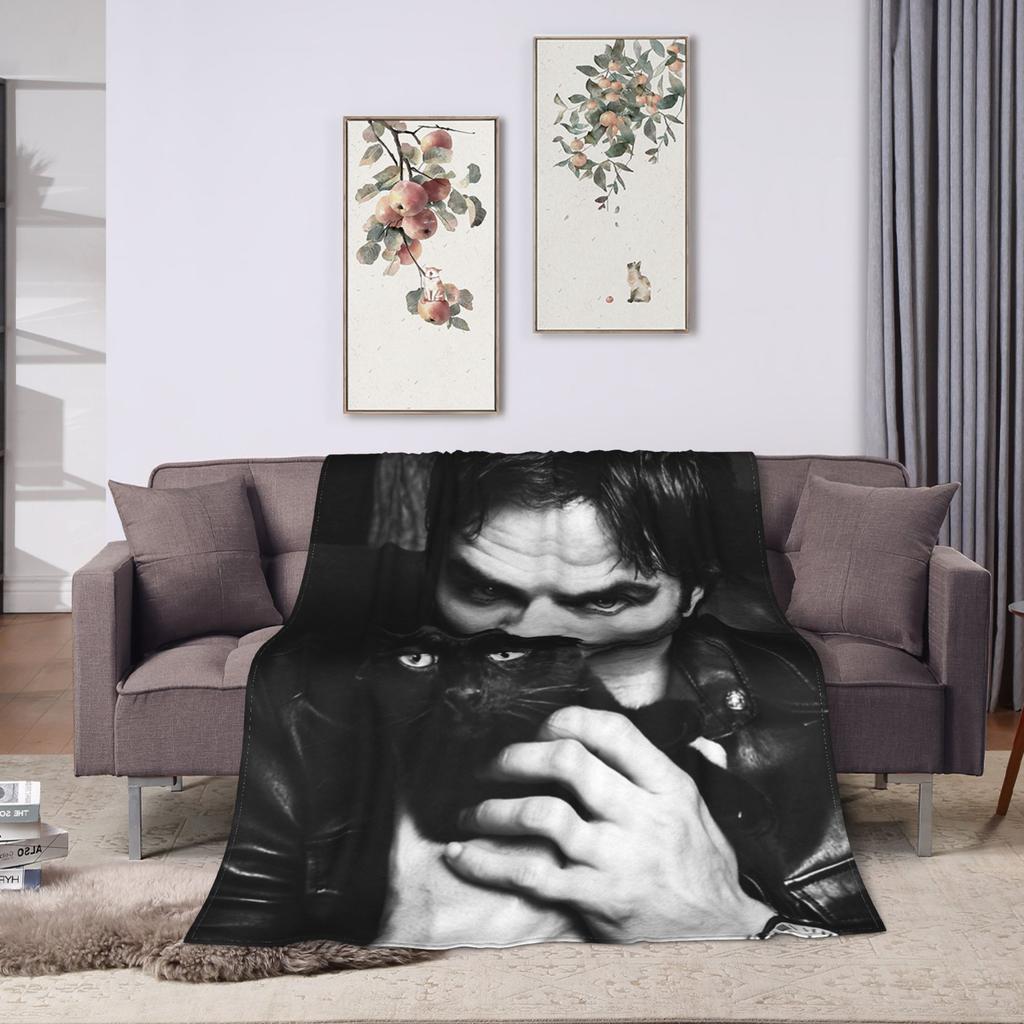 Ian Somerhalder Blankets Fleece Autumn/Winter Damon Salvatore Cat Multi-function Warm Throw Blanket for Bed Car Bedspreads