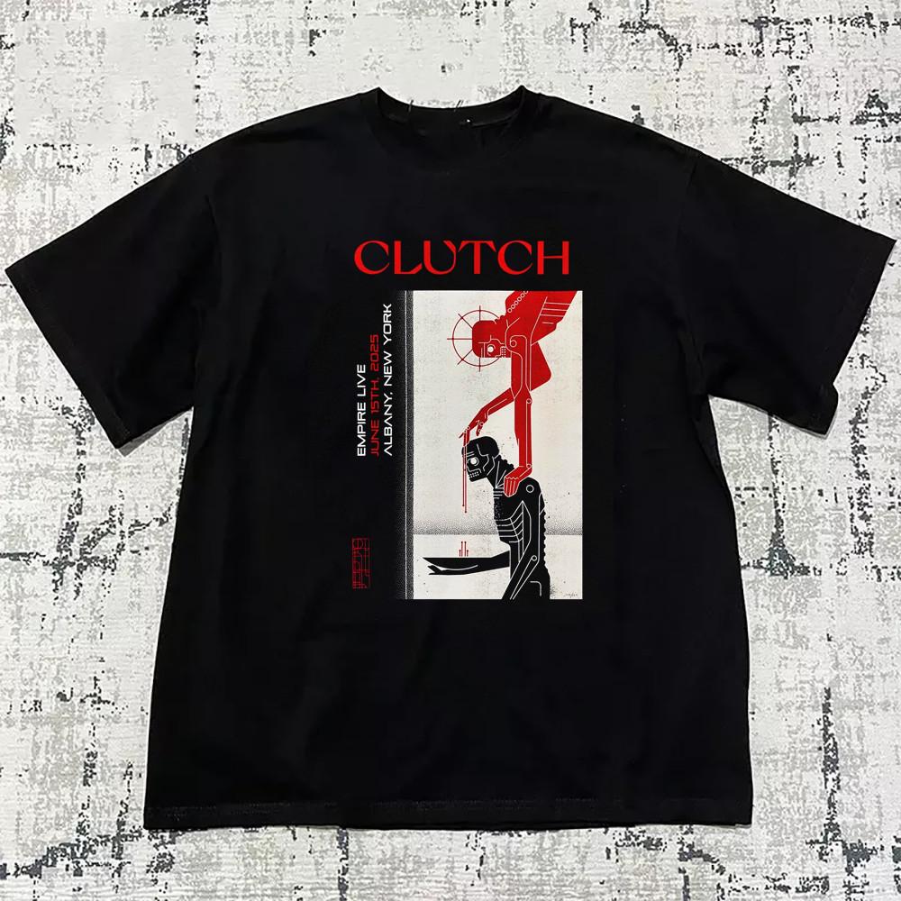 Clutch Band Poster Yaz Turu Tişörtü Unisex Siyah S-5XL